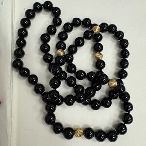 Elegant Black Onyx and 14K yellow gold Beaded Necklace